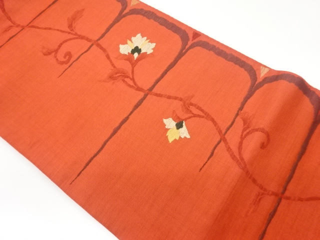 JAPANESE NAGOYA OBI / WOVEN FLOWER ARABESQUE